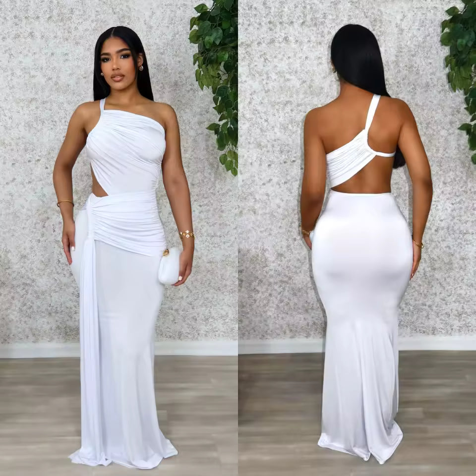 Ruched maxi dress back detail