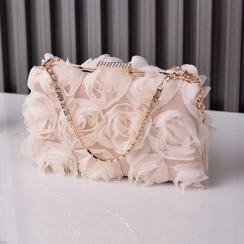 3D floral evening clutch detail view