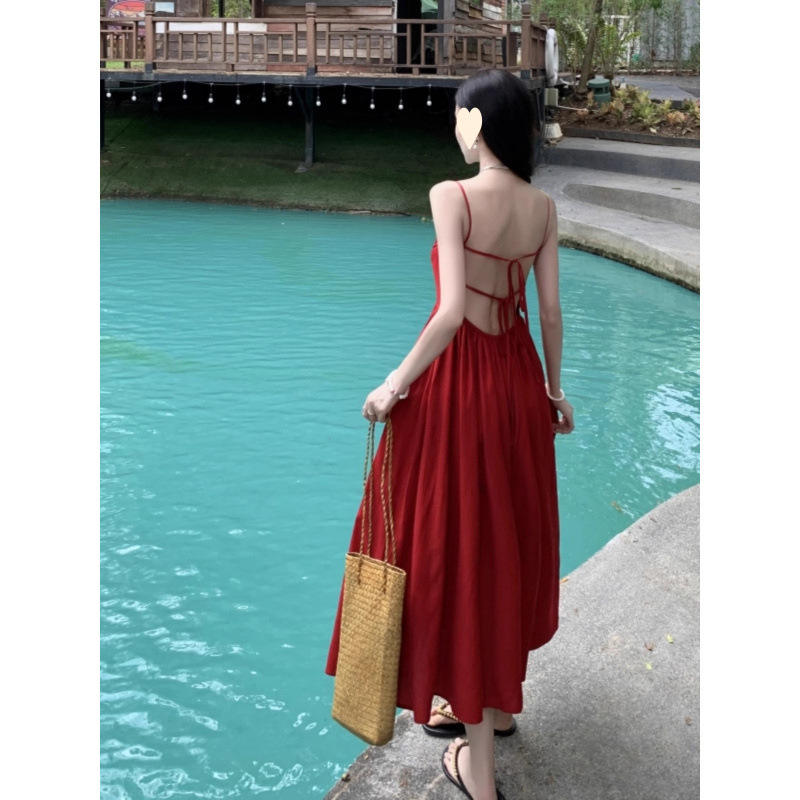 Red Backless Cami Maxi Dress product image 2