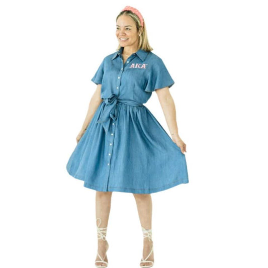 Denim Flutter Sleeve Dress product image 1