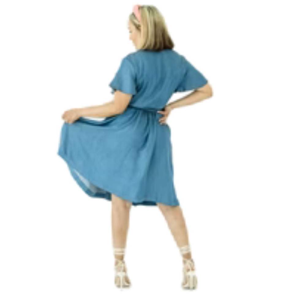 Denim Flutter Sleeve Dress product image 2