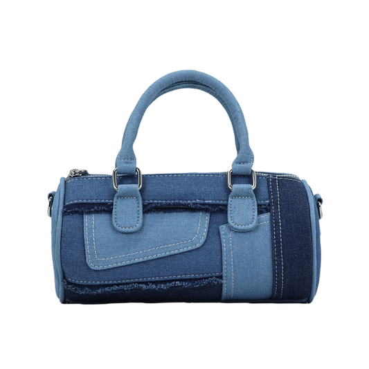 Denim weekend barrel bag