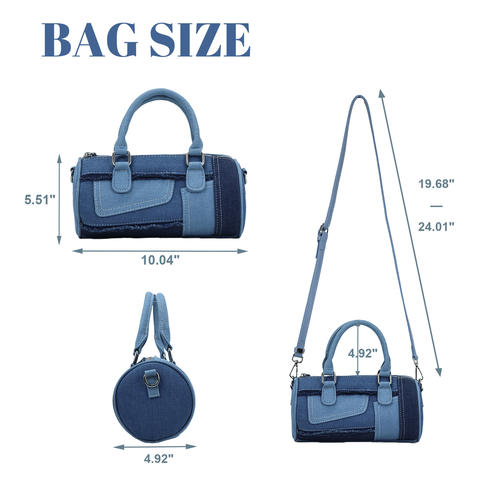 Denim weekend barrel bag detail